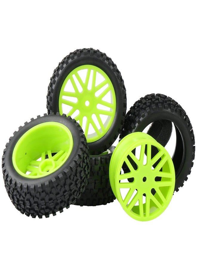 Rowiz RC Tires Wheels Set - 1/10 Scale 12mm Hex, Compatible with Traxxas Rustler Stampede Slash Bandit, Front & Rear Off-Road Tires for RC Car (Green) - Image 5